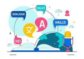 International Translator Day Art with Multilingual Greetings and Cultural Representation vector