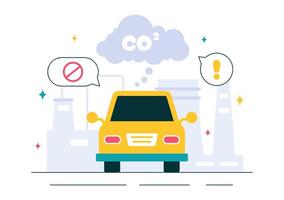 Earth in Danger from Carbon Dioxide Emissions Cartoon Background vector