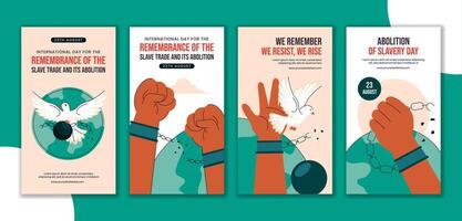 Flat Style Illustration for the Remembrance of the Slave Trade and Its Abolition Social Media Awareness Stories vector
