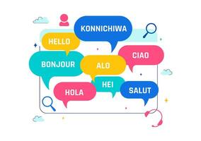 Language Translator Celebration Day Illustration with Text Bubbles from Global Nations vector