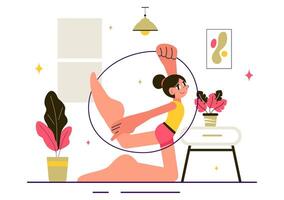 Artistic Gymnastics Illustration with Elegant Pose and Movement at Home vector