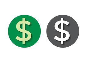Stylized dollar sign icons in contrasting green and gray circles with shadows highlighting financial themes and concepts vector