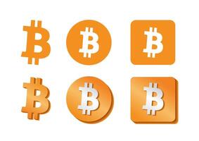 Versatile Bitcoin logo designs in various shapes and styles, showcasing modern cryptocurrency visuals vector