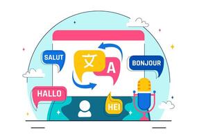 Illustration for International Translation Day with Hello in Multiple Languages and Cultural Diversity Concept vector