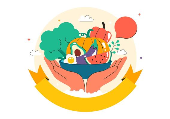 National Nutrition Week Awareness Design Featuring Healthy Meals and Food Choices