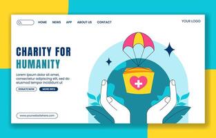 Social Media Landing Page Template Design for World Humanitarian Day in Flat Background vector