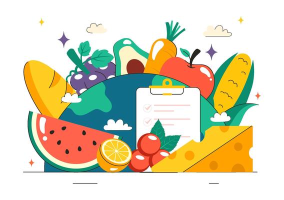 September 7 National Nutrition Week Flat Illustration with Organic Fruits and Vegetables
