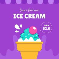 Today's Ice Cream Delight Social Media Template in Hand-Drawn Style Illustration vector