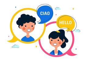 Translation and Interpreter Day Illustration with International Words and Multicultural Dialogue Concept vector