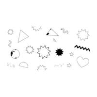 A black and white drawing of various shapes vector