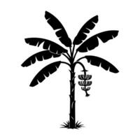 Banana with banana tree silhouette vector