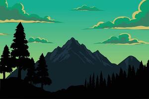 Mountain view under expressive sky vector
