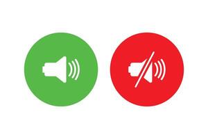Speaker icons in green and red on and off vector