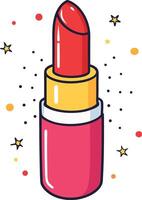 Vibrant Red Lipstick in a Cute and Playful Style and lipstick on a white background. vector