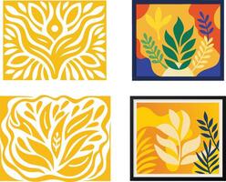 Botanical doodle background art set. Abstract Floral and Botanical Art Print Collection.Modern Trendy Matisse Minimal Style. vector