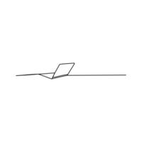 Simple hand drawn laptop in one continuous line art style for digital device concept design vector