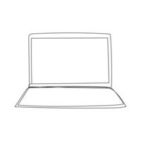 Continuous line drawing of a laptop icon in minimalist style hand drawn digital device illustration vector