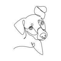 Dog appreciation day single line art drawing of a cute dog sitting pose with minimal style vector