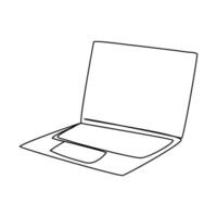 One line drawing of a laptop computer symbol in simple style modern digital gadget illustration vector