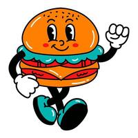 Happy Burger Character Dancing with Joyful Energy and Colorful Expressive Movement vector