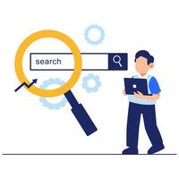 Enhancing online presence with SEO strategies using search tools and performance analytics vector