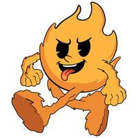 Energetic Cartoon Flame Character with a Playful Pose and Bold Expression vector