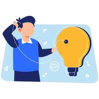 Connecting Ideas with a Light Bulb to Illustrate Conceptual Understanding, Creative Thinking, Innovation, and Cognitive Insight in a Modern Context vector