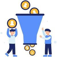 Marketing funnel visualization illustrating the process of converting potential leads into valuable sales opportunities and growth vector