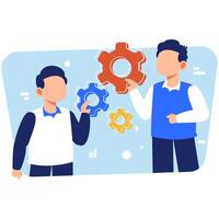 Collaborative Teamwork with Gears Driving Business Innovation and Success vector