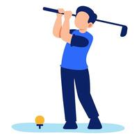 A vibrant scene of a focused golfer ready to swing, capturing the energy and concentration of the sport vector