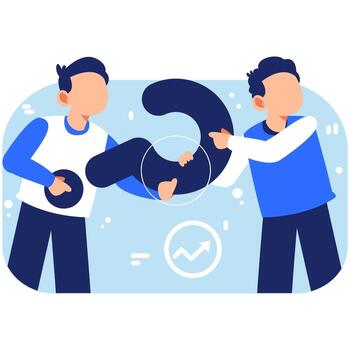 colaborativo problema resolviendo mediante trabajo en equipo y creativo pensando vector