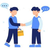 Professional onboarding moment with new employee being welcomed through a handshake symbolizing trust collaboration and workplace harmony vector