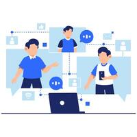 Illustration of Virtual Communication Connecting People Through Digital Platforms and Technology vector