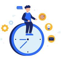 Creative Illustration of Productivity and Time Management with Clock and Gears vector