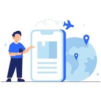 Smart logistics management concept with mobile phone and global delivery icons in modern environment vector