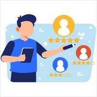 Evaluating Employee Value Through Feedback and Ratings in a Business and HR Performance Review Illustration vector