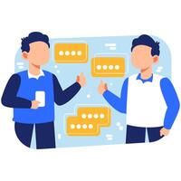 Two Professionals in a Business Conversation Exchanging Ideas and Feedback Using Modern Communication Tools vector