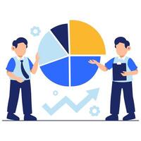 Presenting business growth using pie charts and analytics to visualize insights, strategy, and team performance vector