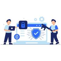Cyber Security Team Enhancing Digital Protection with Technology vector