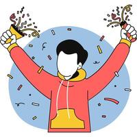 Celebrating Joyful Figure with Confetti and Streamers vector