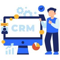 Interactive CRM Software Interface Featuring Data Analytics and Customer Relationship Management Tools vector