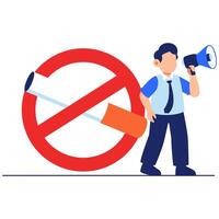 Anti smoking campaign with speaker promoting health awareness through no smoking message and community support vector
