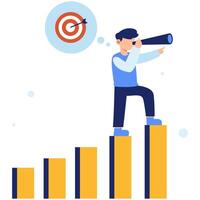 Visionary Leader Using Telescope to Target Future Goals and Success vector