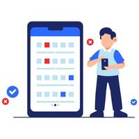 Engaging User Survey Illustration with Smartphone, Checklist, and Feedback Symbols vector