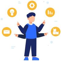 Efficient Project Management with Multitasking and Strategic Planning Elements vector