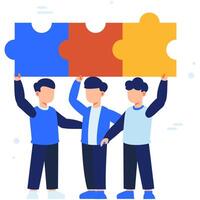 Team Collaboration Visual Featuring Colorful Puzzle Pieces That Symbolize Connection Support and Working Together for a Common Goal vector
