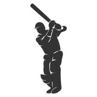 Silhouette of a Cricket Player in Action with Bat Ready to Strike in a Competitive Game Moment vector