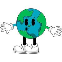 Cheerful Cartoon Earth Character with Open Arms and a Friendly Smile vector