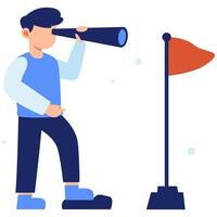 Youth explorer looking through a telescope with focus and ambition to find new opportunities on the path to success vector