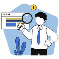 Search Concept Businessman Analyzing Data with Magnifying Glass vector